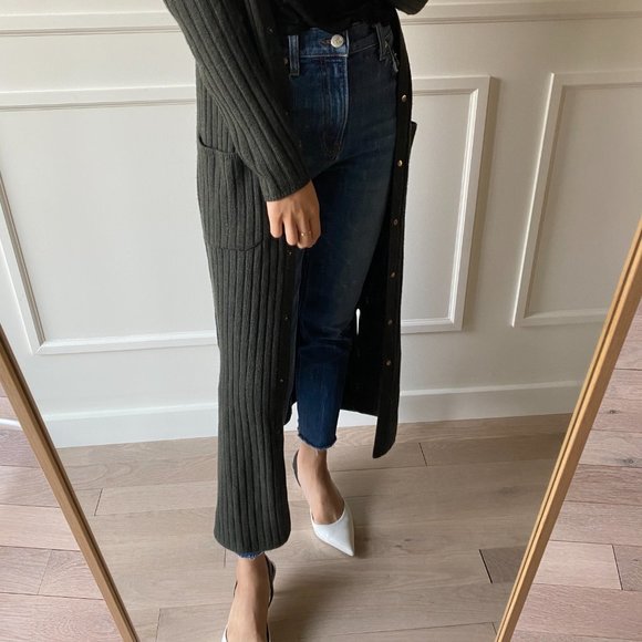 INTERMIX Ribbed Duster Cardigan Sweater - Green - Picture 4 of 15